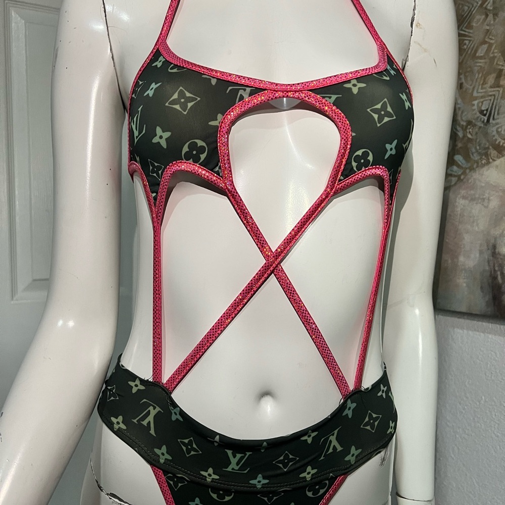 Louis Vuitton Designer Monogram Cutout Swimsuit